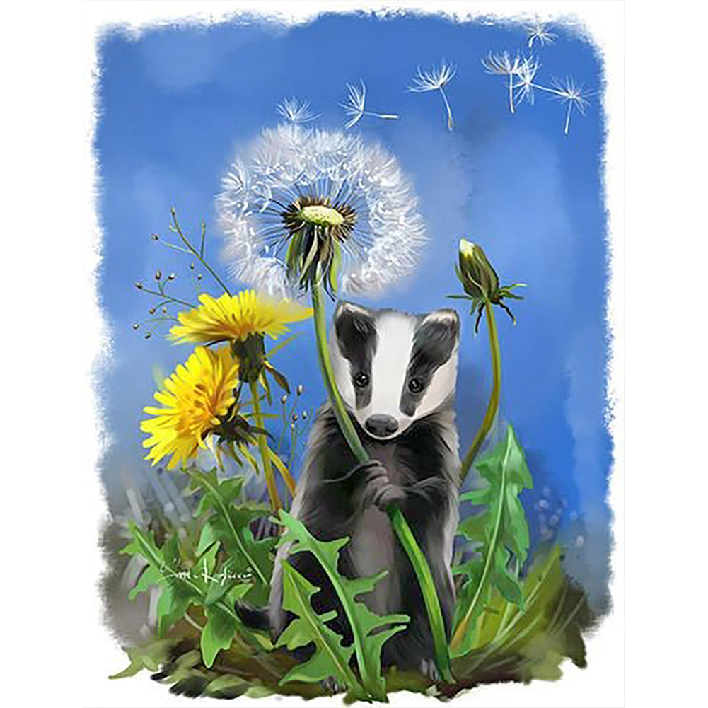 Snow Honey Badger - Full Round Drill Diamond Painting 30*40CM