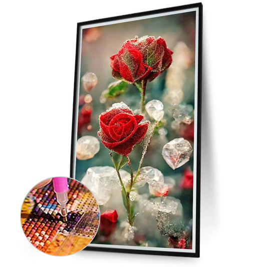 Red Crystal Flower - Full Round Drill Diamond Painting 40*70CM