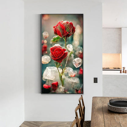 Red Crystal Flower - Full Round Drill Diamond Painting 40*70CM