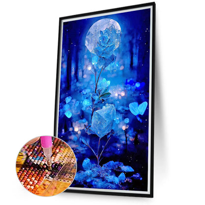 Blue Crystal Flower - Full Round Drill Diamond Painting 40*70CM