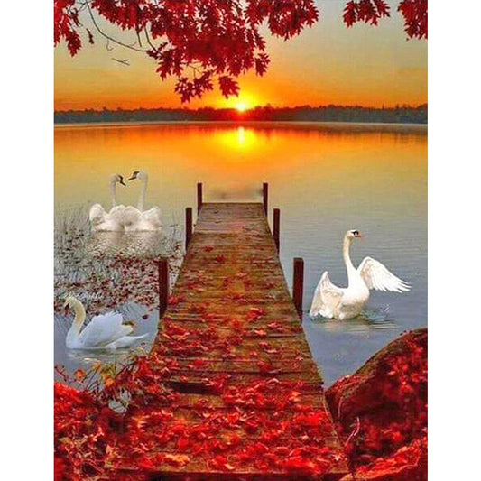 Bridge Swan - Full Round Drill Diamond Painting 30*40CM