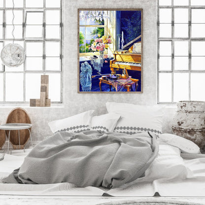 Piano By The Window - Full Round Drill Diamond Painting 30*40CM