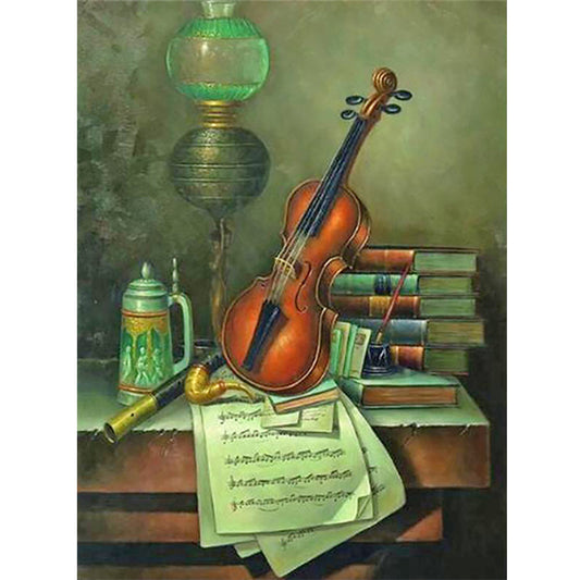 Violin On The Table - Full Round Drill Diamond Painting 30*40CM