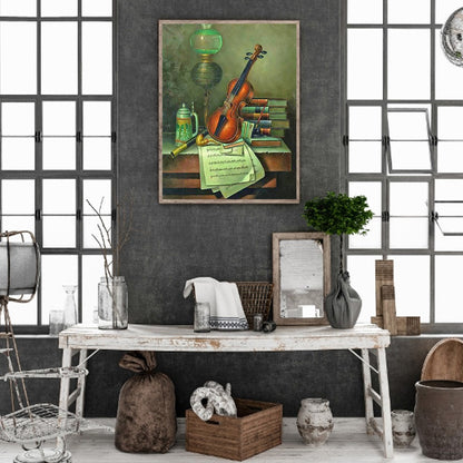 Violin On The Table - Full Round Drill Diamond Painting 30*40CM