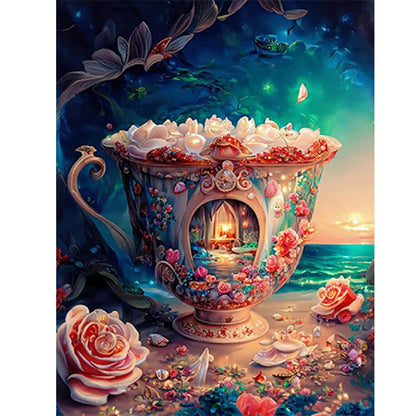 Flower House - Full Round Drill Diamond Painting 30*40CM