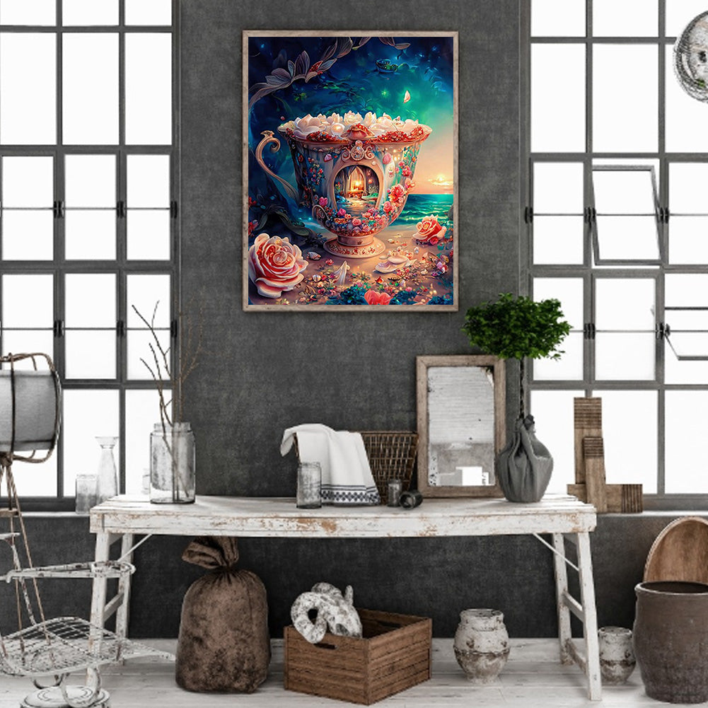 Flower House - Full Round Drill Diamond Painting 30*40CM