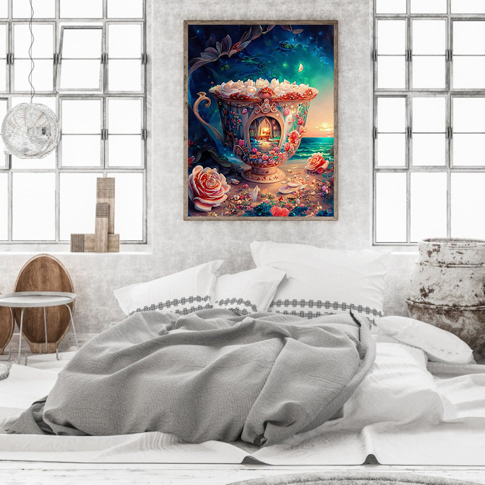Flower House - Full Round Drill Diamond Painting 30*40CM