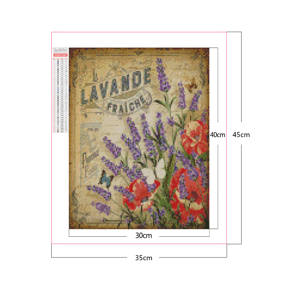 Vintage Lavender Poster - Full Square Drill Diamond Painting 30*40CM