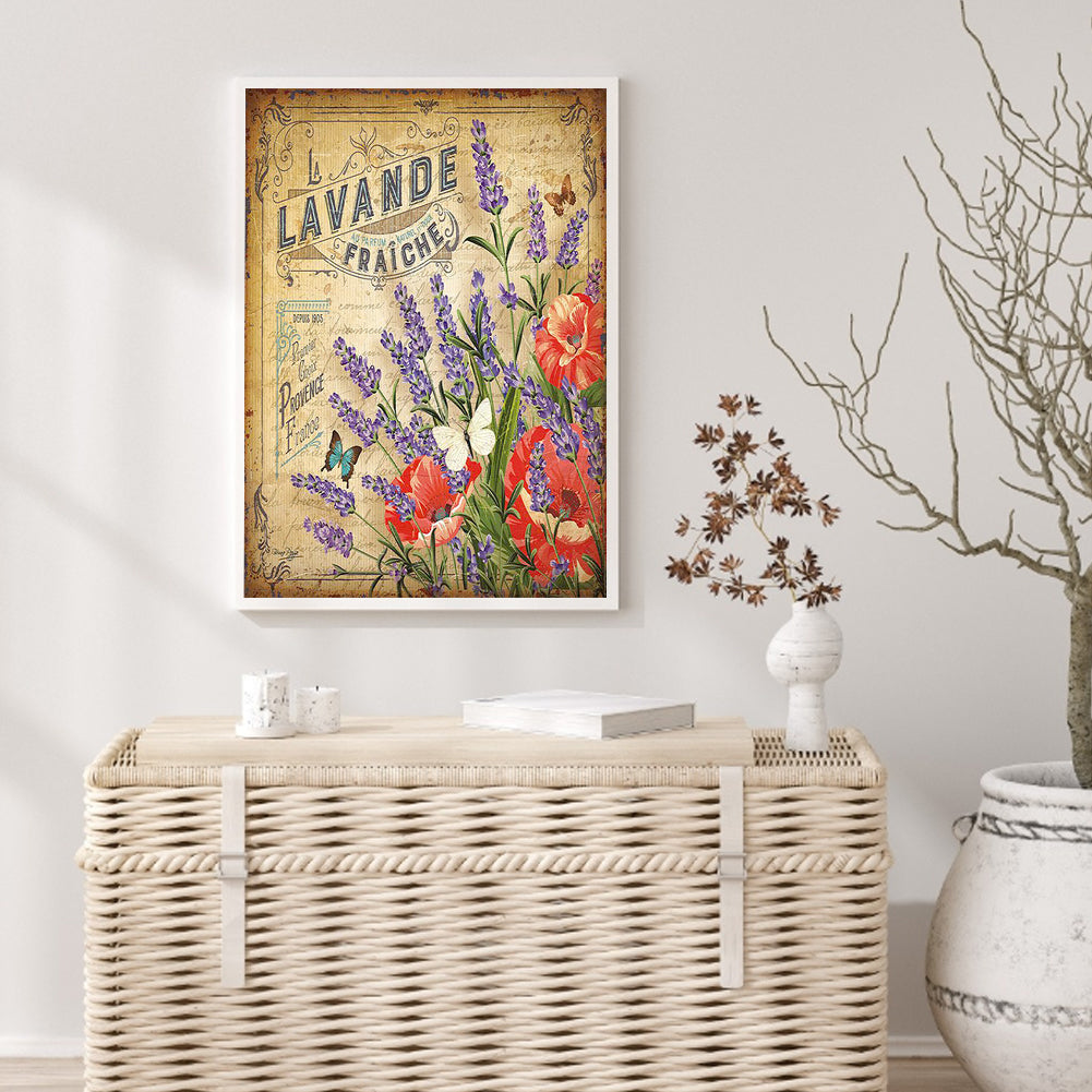 Vintage Lavender Poster - Full Square Drill Diamond Painting 30*40CM