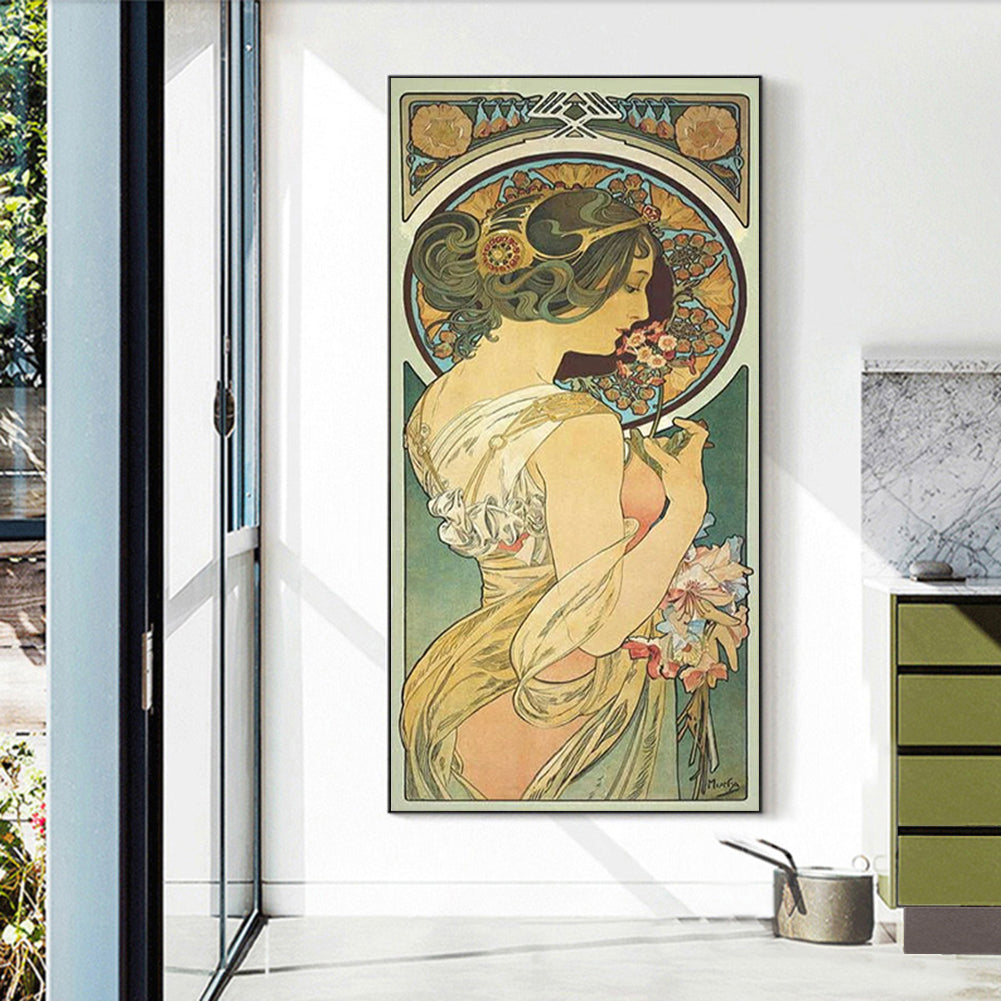 Art Nouveau Female Portrait - Full Round Drill Diamond Painting 40*90CM