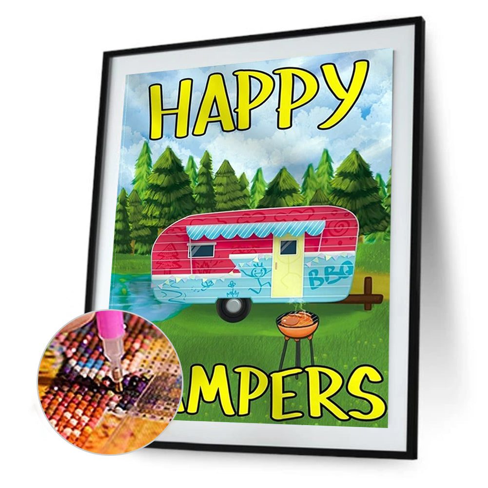Camping - Full Round Drill Diamond Painting 30*40CM
