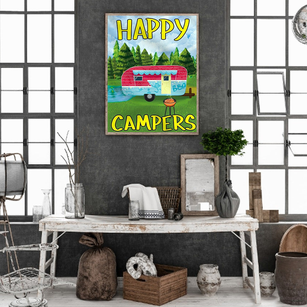Camping - Full Round Drill Diamond Painting 30*40CM