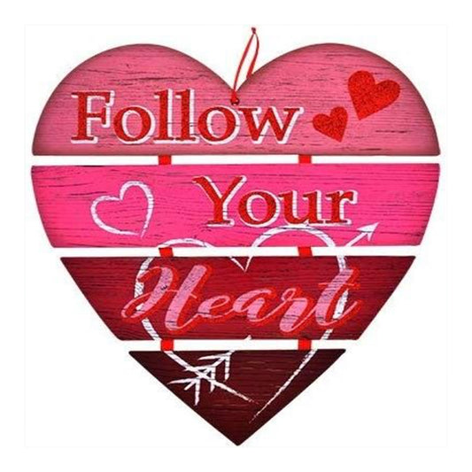 Heart Woodblock Print - Full Round Drill Diamond Painting 30*30CM