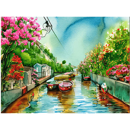 River Bank Scenery - Full Round Drill Diamond Painting 40*30CM