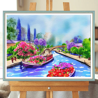 River Bank Scenery - Full Round Drill Diamond Painting 40*30CM