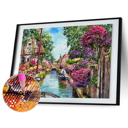 River Bank Scenery - Full Round Drill Diamond Painting 40*30CM