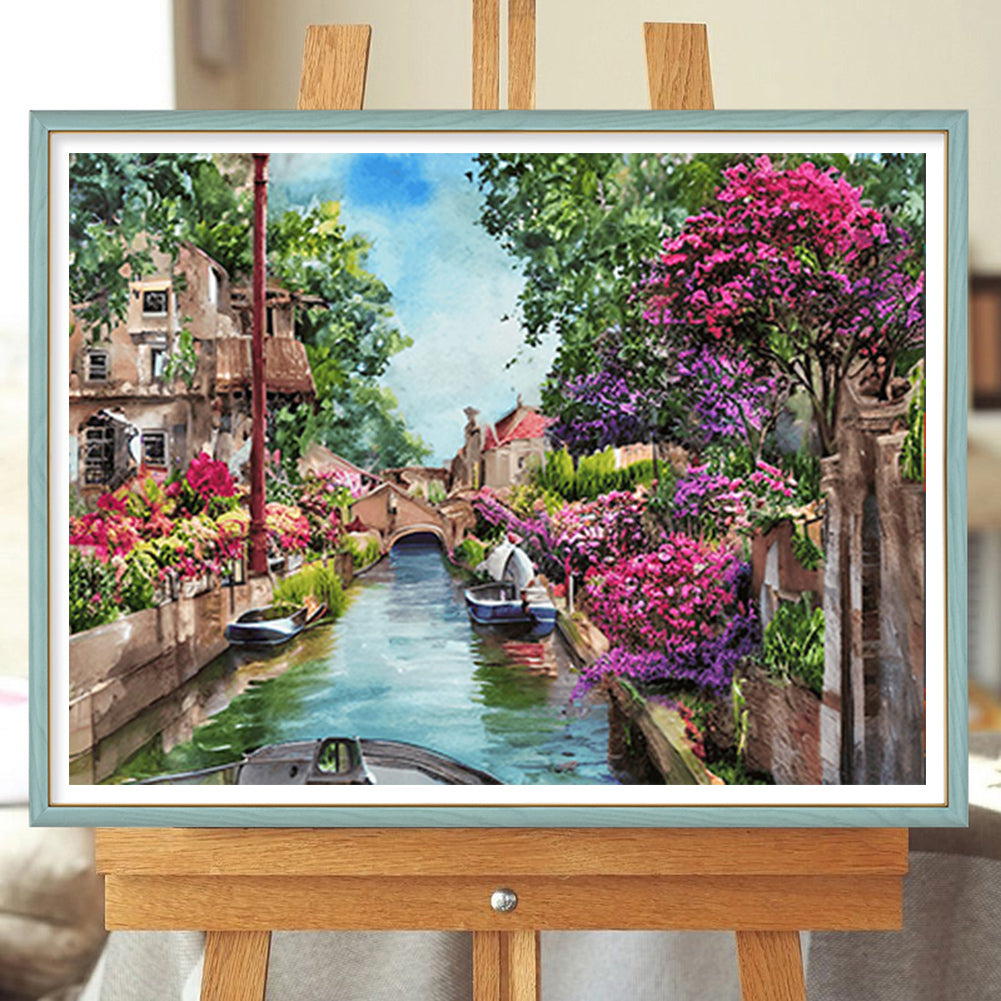 River Bank Scenery - Full Round Drill Diamond Painting 40*30CM