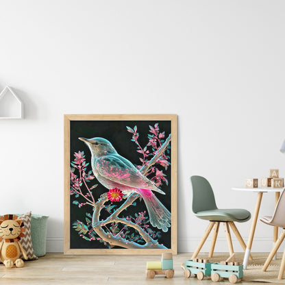 Bird On Dreamy Branch - Full Round Drill Diamond Painting 30*40CM
