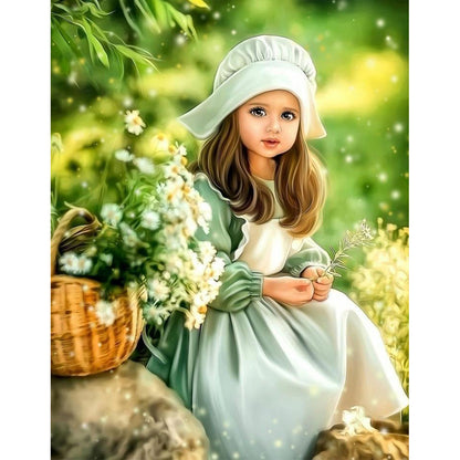 Cute Girl - Full Round Drill Diamond Painting 30*40CM