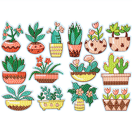 2pcs Dot Drill Sticker Cartoon Pattern DIY Art Craft for Kids Adult Gift Rewards
