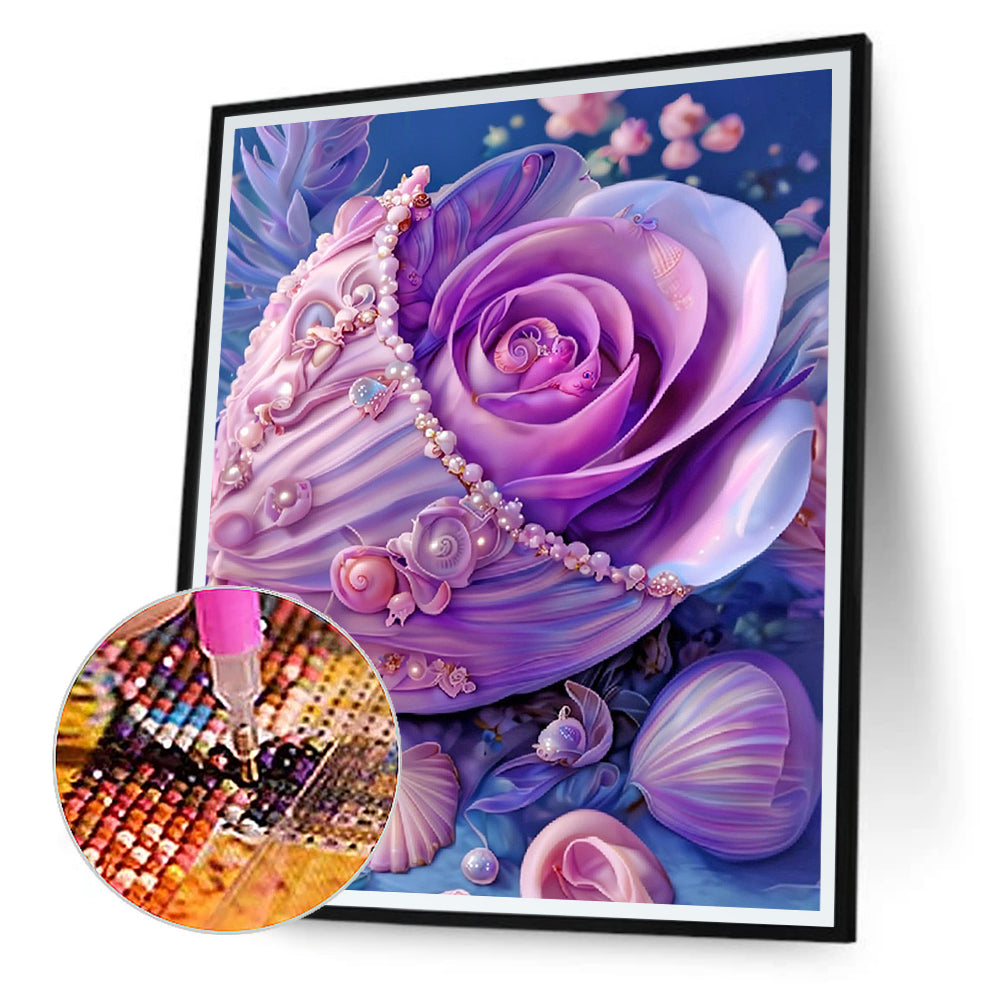 Purple Shell - Full Round Drill Diamond Painting 30*40CM