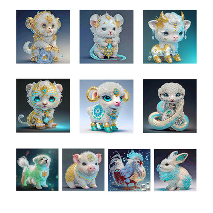 Chinese Zodiac Animals - Special Shaped Drill Diamond Painting 30*30CM