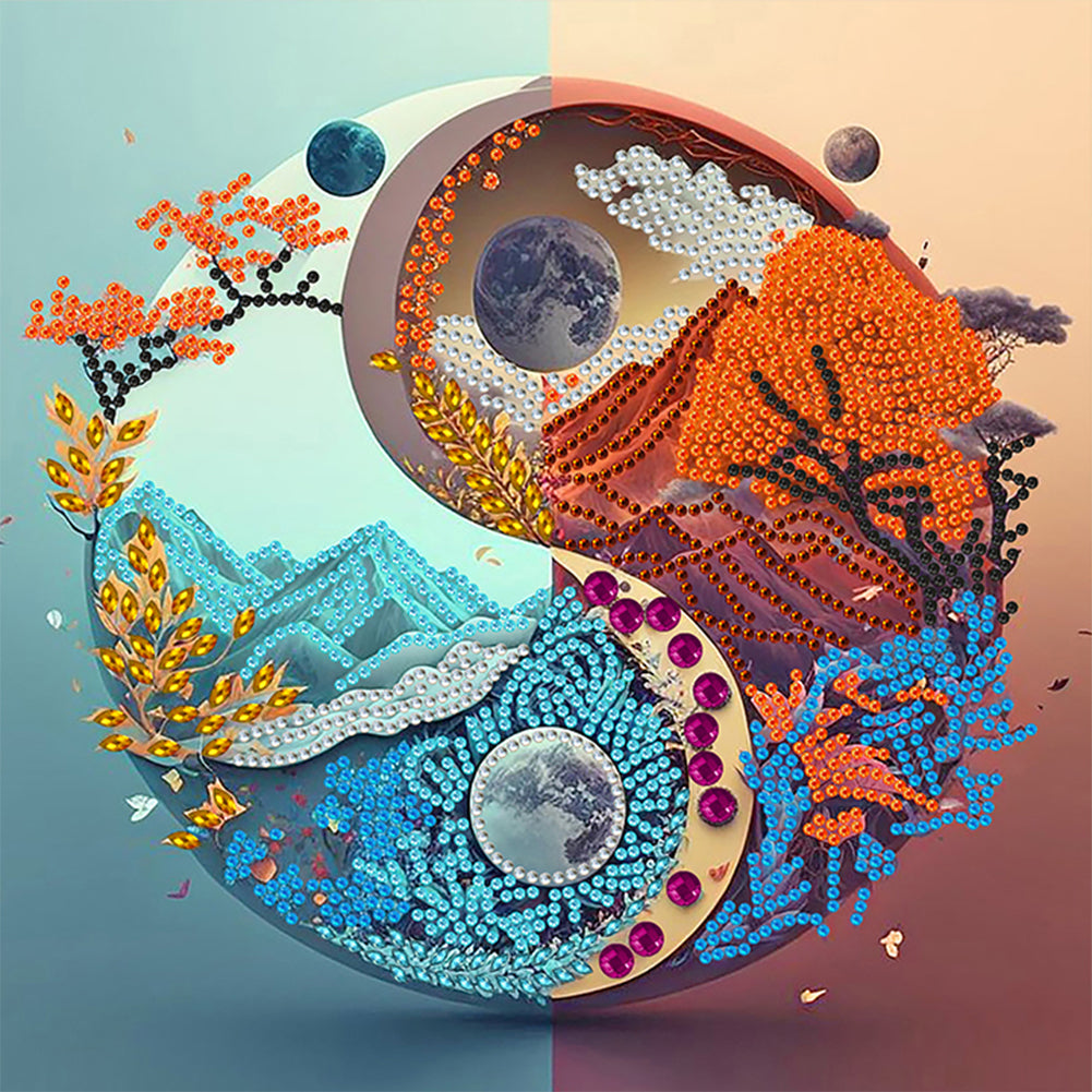 Yin Yang Landscape - Special Shaped Drill Diamond Painting 30*30CM