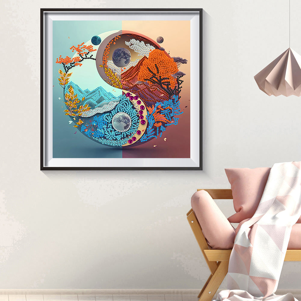Yin Yang Landscape - Special Shaped Drill Diamond Painting 30*30CM