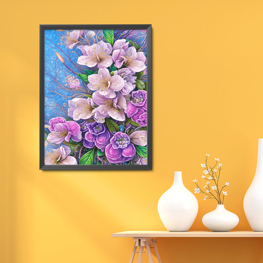Pink Purple Bouquet - Full Round Drill Diamond Painting 30*40CM