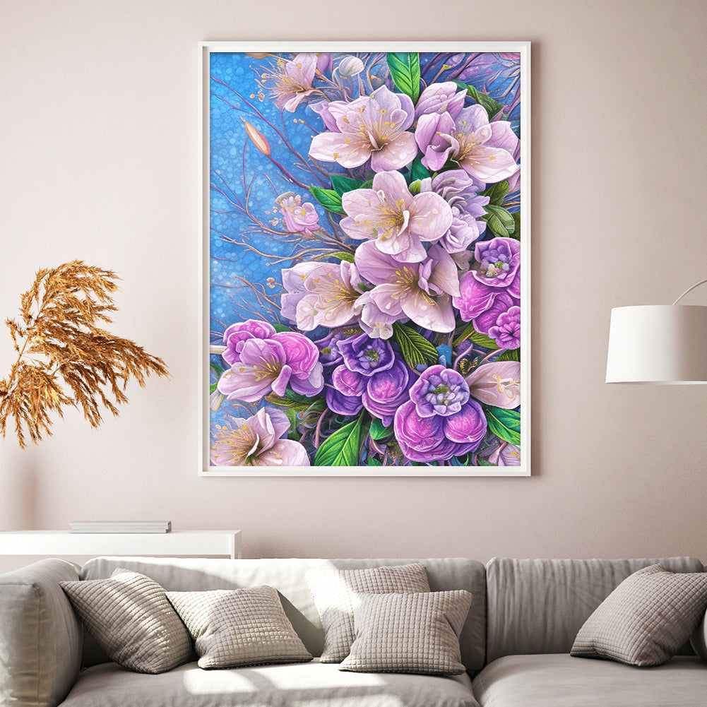 Pink Purple Bouquet - Full Round Drill Diamond Painting 30*40CM