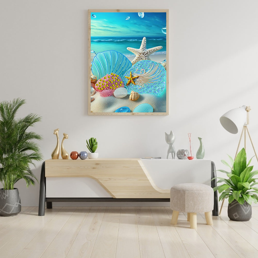 Dreamy Seaside Beach Shells - Special Shaped Drill Diamond Painting 30*40CM