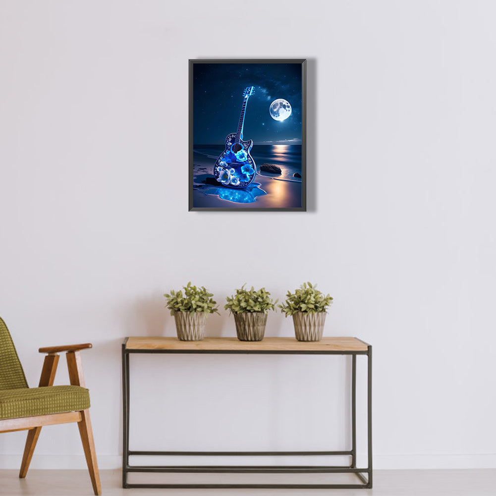 Blue Rose Guitar - Full Round Drill Diamond Painting 30*40CM
