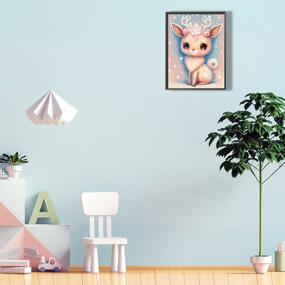 Fantasy Cartoon Sika Deer - Full Round Drill Diamond Painting 30*40CM