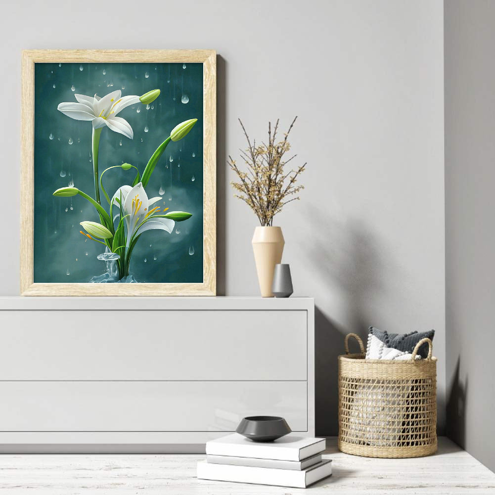 White Lily - Full Round Drill Diamond Painting 30*40CM
