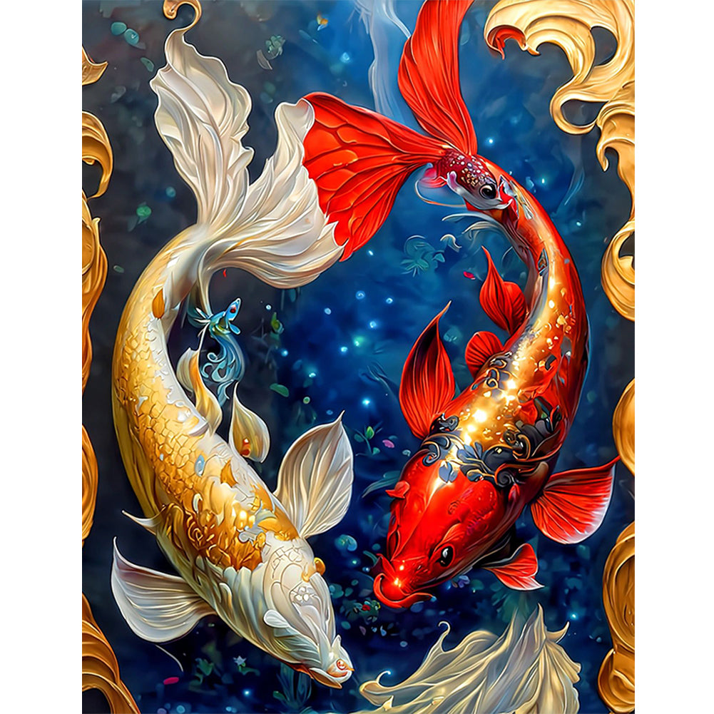 Pisces Koi - Full Round Drill Diamond Painting 30*40CM