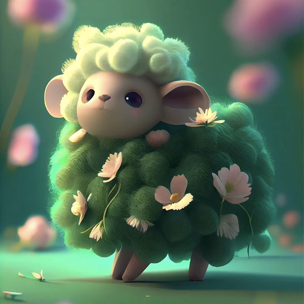 Green Sheep - Full Round Drill Diamond Painting 35*35CM