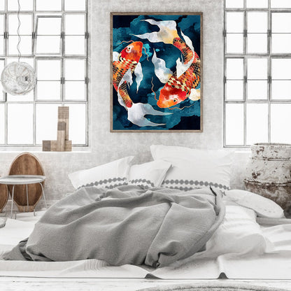 Double Koi - Full Round Drill Diamond Painting 30*40CM