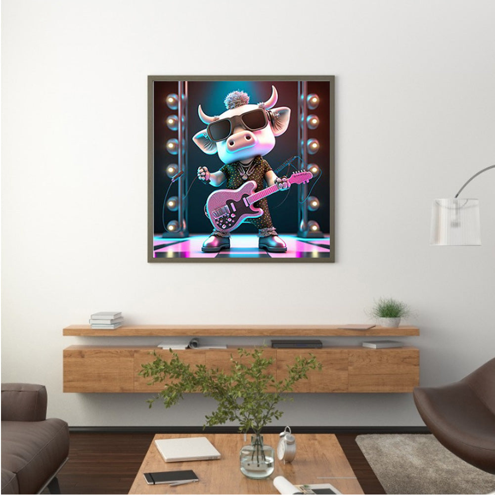 Rock Cow - Full Round Drill Diamond Painting 30*30CM