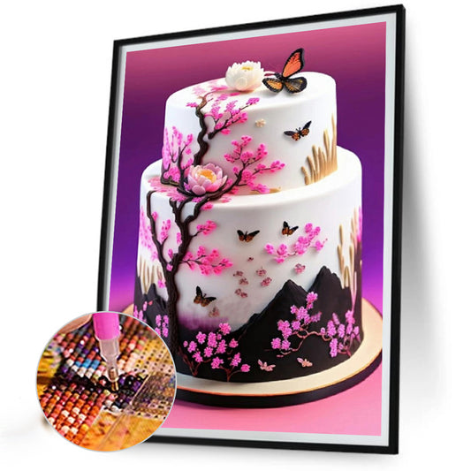 Floral Landscape Cake - Full Round Drill Diamond Painting 30*40CM