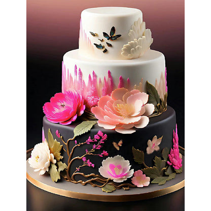 Floral Landscape Cake - Full Round Drill Diamond Painting 30*40CM