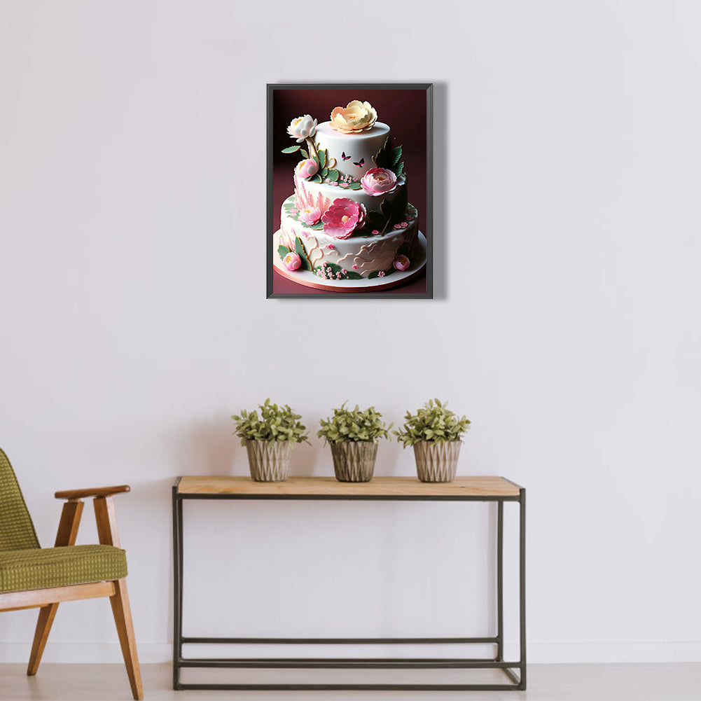 Floral Landscape Cake - Full Round Drill Diamond Painting 30*40CM