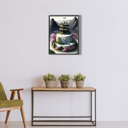 Floral Landscape Cake - Full Round Drill Diamond Painting 30*40CM