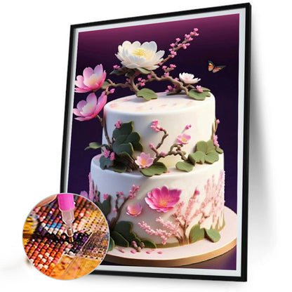 Floral Landscape Cake - Full Round Drill Diamond Painting 30*40CM