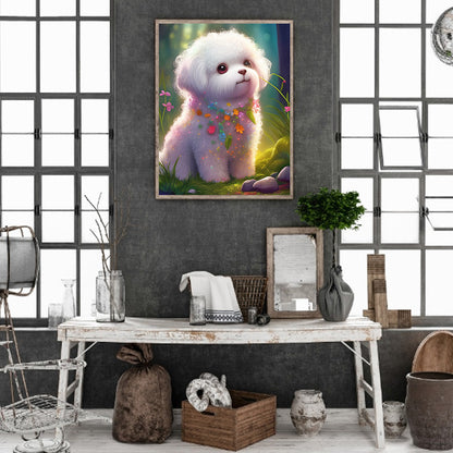Flower Version Zodiac Dog - Full Round Drill Diamond Painting 30*40CM
