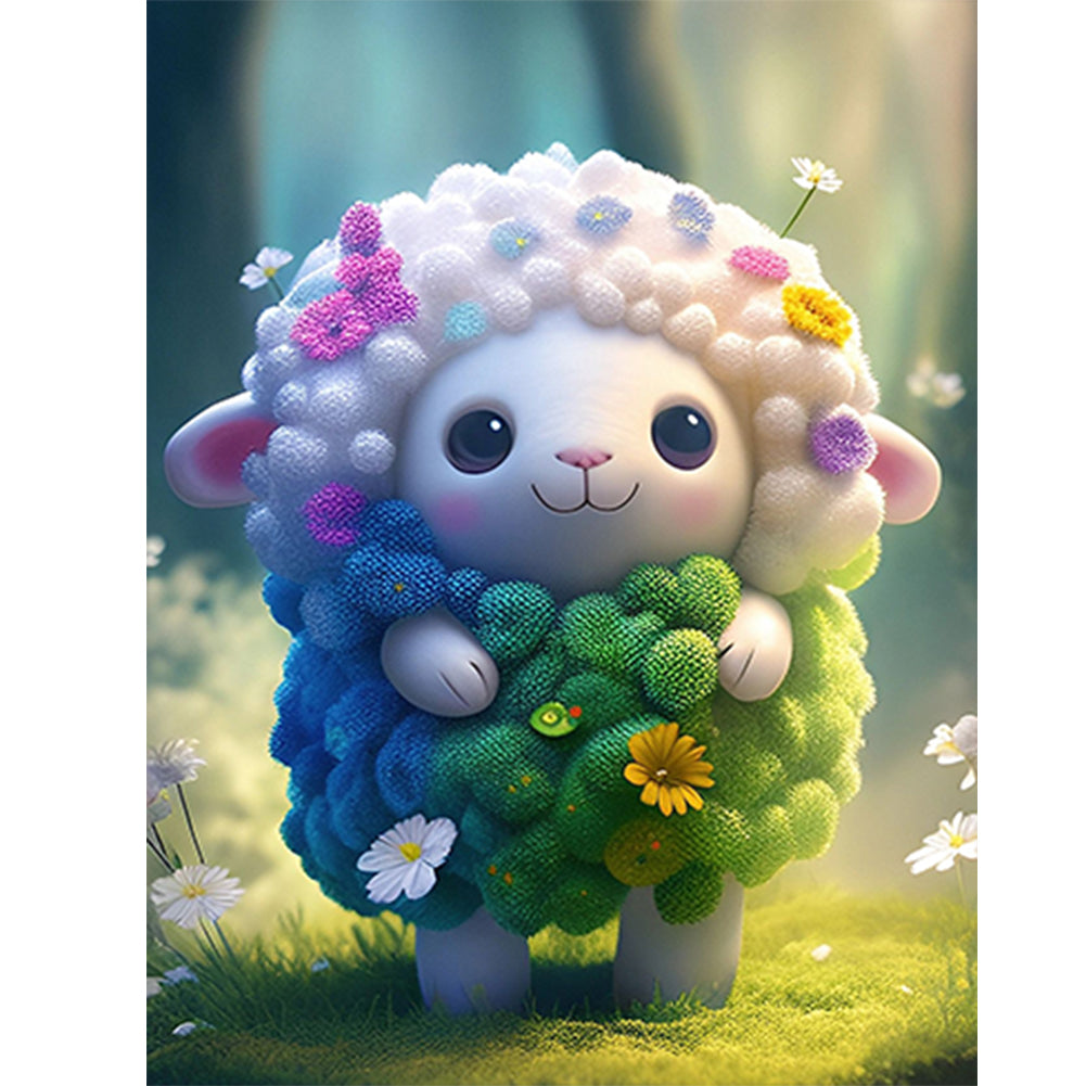 Floral Version Of Zodiac Sheep - Full Round Drill Diamond Painting 30*40CM