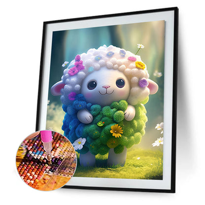 Floral Version Of Zodiac Sheep - Full Round Drill Diamond Painting 30*40CM