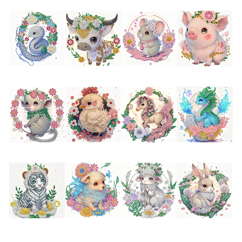 Comic Version Zodiac Animal - Special Shaped Drill Diamond Painting 30*30CM