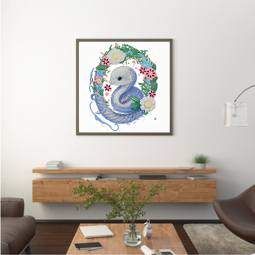 Comic Version Of The Zodiac Snake - Special Shaped Drill Diamond Painting 30*30CM