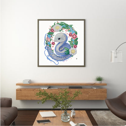 Comic Version Of The Zodiac Snake - Special Shaped Drill Diamond Painting 30*30CM