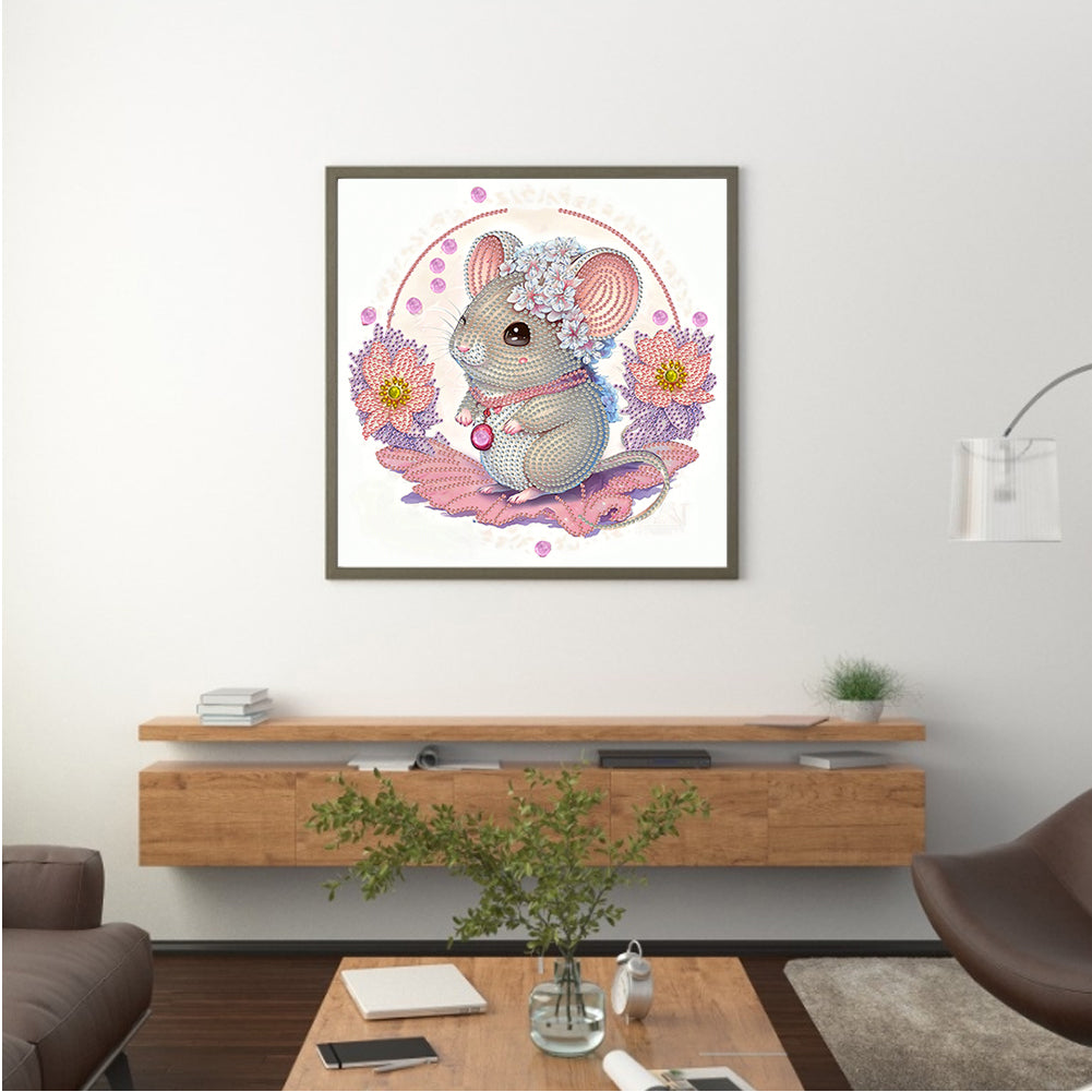 Comic Version Of The Zodiac Rat - Special Shaped Drill Diamond Painting 30*30CM